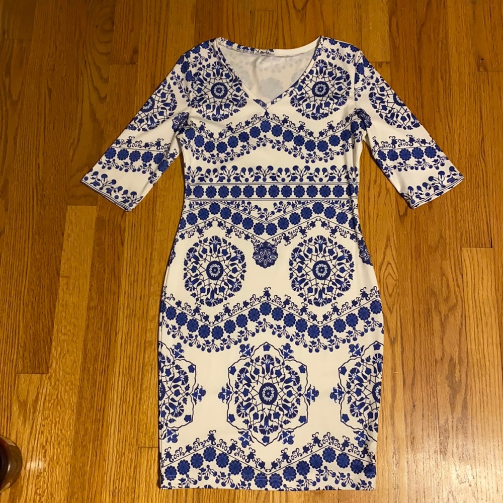 White and blue dress